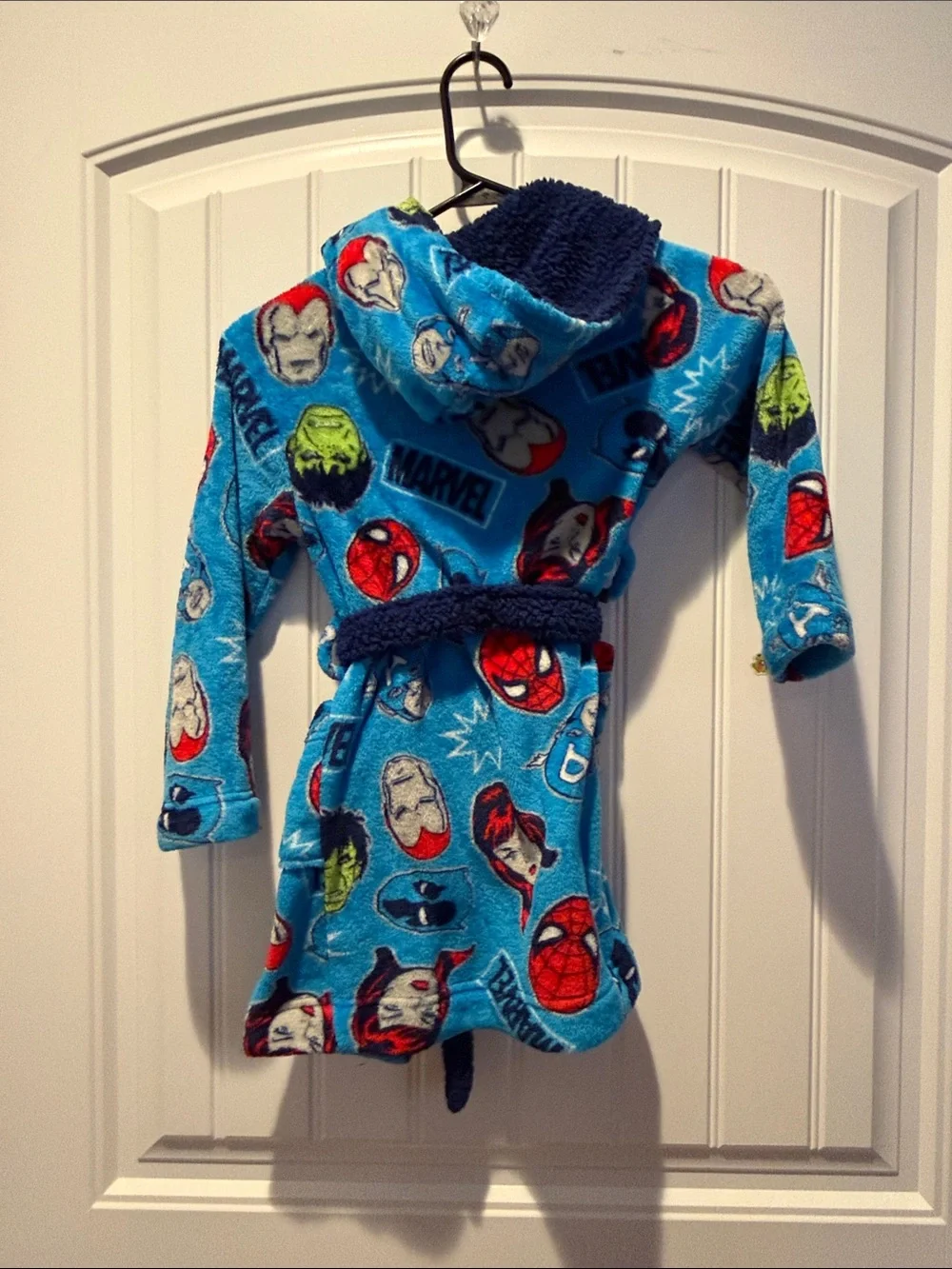 Marvel Blue Kids Plush Hooded Robe